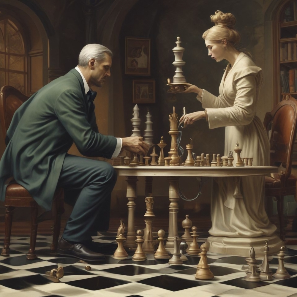 Elegant Chess Match Art Print